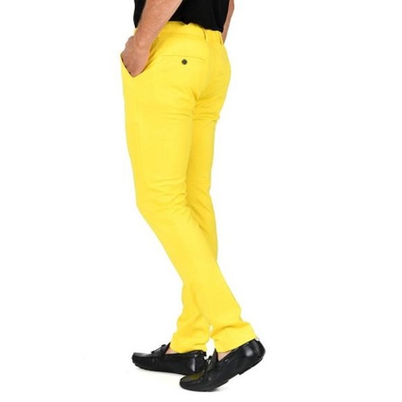 BARABAS Pants Basic Solid Yellow Chino Dress Pants Slim Fit Size 42 Waist Men Poshmark
